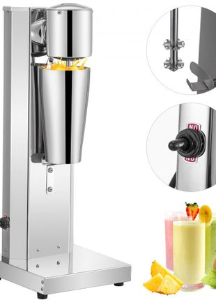 Milkshake Maker Kit, Stainless Steel Electric Milkshake Maker, 180W Milkshake Machine, Single Head Classic Milkshake Maker with 800ml Cup, Silver Milkshake Maker Machine, 2 Speed Adjustable