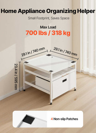 Laundry Pedestal, 23 in Height, 29 x 29 in Washer and Dryer Pedestals with Pull-out Tray and Storage Space, 700 lbs Load Capacity, Non-Slip Feet Washing Machine Stand Universal Fit, White