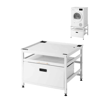 Laundry Pedestal, 23 in Height, 29 x 29 in Washer and Dryer Pedestals with Pull-out Tray and Storage Space, 700 lbs Load Capacity, Non-Slip Feet Washing Machine Stand Universal Fit, White