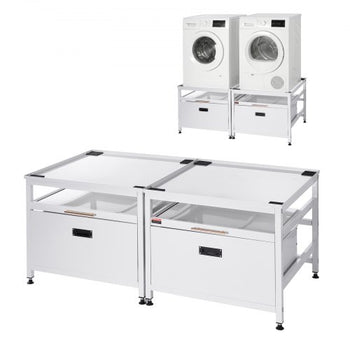 Laundry Pedestal, 22.6 in Height, 29 x 29 in Washer and Dryer Pedestals with Pull-out Tray and Storage Space, 800 lbs Load Capacity, Non-Slip Feet Washing Machine Stand Universal, White, 2 Pack