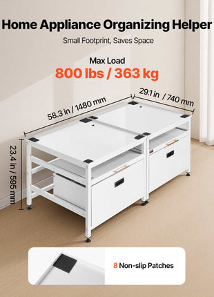 Laundry Pedestal, 22.6 in Height, 29 x 29 in Washer and Dryer Pedestals with Pull-out Tray and Storage Space, 800 lbs Load Capacity, Non-Slip Feet Washing Machine Stand Universal, White, 2 Pack