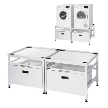 Laundry Pedestal, 22.6 in Height, 29 x 29 in Washer and Dryer Pedestals with Pull-out Tray and Storage Space, 800 lbs Load Capacity, Non-Slip Feet Washing Machine Stand Universal, White, 2 Pack
