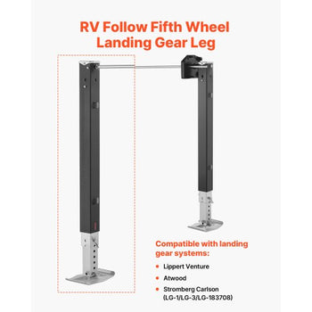 RV Follow Fifth Wheel Landing Gear Leg 179014, 32.5-Inch 5th Wheel Landing Gear Universal Replacement Compatible with Lippert Venture, Atwood, Stromberg Carlson Systems, with Pin and Base, Black