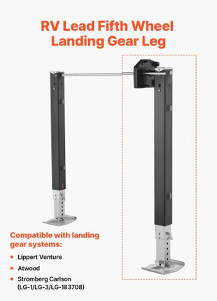 RV Lead Fifth Wheel Landing Gear Leg 179013, 32.5-Inch 5th Wheel Landing Gear Universal Replacement Compatible with Lippert Venture, Atwood, Stromberg Carlson Systems, with Pin and Base, Black