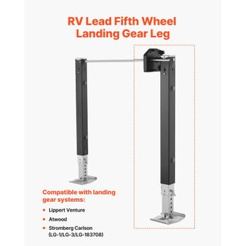 RV Lead Fifth Wheel Landing Gear Leg 179013, 32.5-Inch 5th Wheel Landing Gear Universal Replacement Compatible with Lippert Venture, Atwood, Stromberg Carlson Systems, with Pin and Base, Black