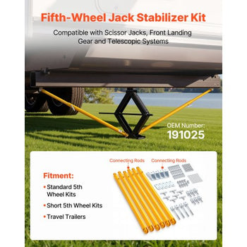 JT's Strong Arm Jack Stabilizer Kit 191025, Fits for 5th Wheel RV and Travel Trailer Kit, Fifth-Wheel Jack Stabilizer for Telescopic System, Reduces Chassis Movement, Easy Bolt-On Installation