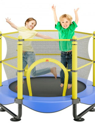 5FT Trampoline for Kids, 60" Indoor Outdoor Trampoline with Safety Enclosure Net, Basketball Hoop and Ocean Balls, Mini Toddler Recreational Trampoline Birthday Gifts for 3+ Years Kids