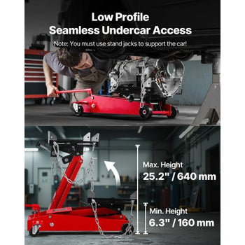 Low Profile Floor Jack, 1000 lbs / 0.45 Ton Lifting Capacity Telescoping Transmission Floor Jack, 6.3-25.2 in Lifting Height, 360° Swivel Front wheels, Heavy-Duty Lift Hoist for Garage/Shop
