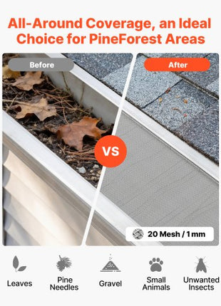 Gutter Guard, 6 in Aluminum Gutter Cover with Stainless Steel Micro Mesh, Heavy-Duty 48ft Length, 0.04in Thick, Leaf Guard for Debris and Pine Needles, Easy DIY Install, Screws Included, 12 PCS
