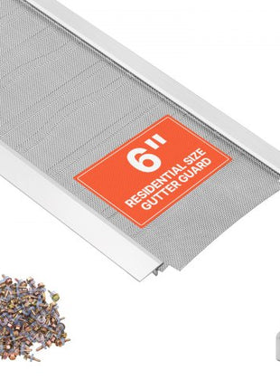 Gutter Guard, 6 in Aluminum Gutter Cover with Stainless Steel Micro Mesh, Heavy-Duty 48ft Length, 0.04in Thick, Leaf Guard for Debris and Pine Needles, Easy DIY Install, Screws Included, 12 PCS