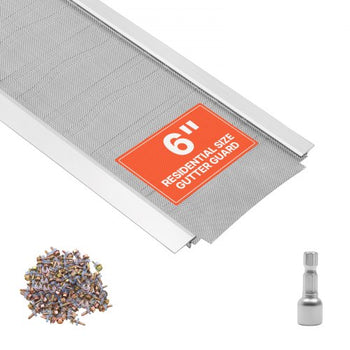 Gutter Guard, 6 in Aluminum Gutter Cover with Stainless Steel Micro Mesh, Heavy-Duty 48ft Length, 0.04in Thick, Leaf Guard for Debris and Pine Needles, Easy DIY Install, Screws Included, 12 PCS