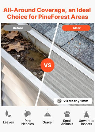 Gutter Guard, 5 in Aluminum Gutter Cover with Stainless Steel Micro Mesh, Heavy-Duty 100ft Length, 0.04in Thick, Leaf Guard for Debris and Pine Needles, Easy DIY Install, Screws Included, 20 PCS