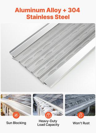 Gutter Guard, 6 in Aluminum Gutter Cover with Stainless Steel Micro Mesh, Heavy-Duty 100ft Length, 0.04in Thick, Leaf Guard for Debris and Pine Needles, Easy DIY Install, Screws Included, 20 PCS