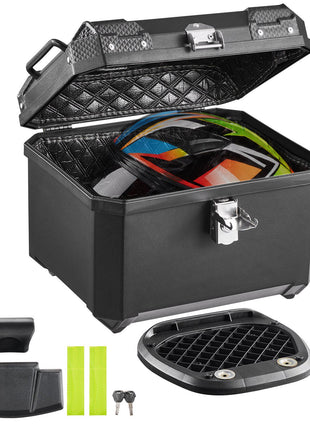 Motorcycle Top Case 45L Universal Waterproof ABS Motorcycle Tail Case, Detachable Motorbike Top Box with Security Lock & Leather Liner for Luggage Storage
