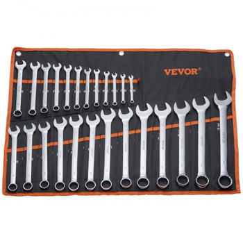Combination Wrench Set, 25-Piece Open End Wrench Set with Roll-up Pouch, Carbon Steel Wrench Set  Metric 6 mm to 32 mm, Ideal for General Household, Garage, Workshop, Auto Repairs, Emergency