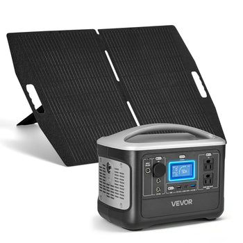 Portable Power Station with 100W Solar Panel, 600W Solar Generator Power Station, 493Wh LiFePO4 Battery Backup with 8 Output Ports for Home Emergency, Outdoor Camping, RV Travel