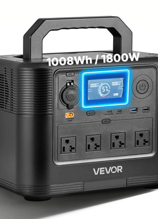 Portable Power Station, 1800W Solar Generator Power Station, 1008Wh LiFePO4 Battery Backup with 9 Output Ports for for Home Emergency, Outdoor Camping, RV Travel (Solar Panel NOT Included)