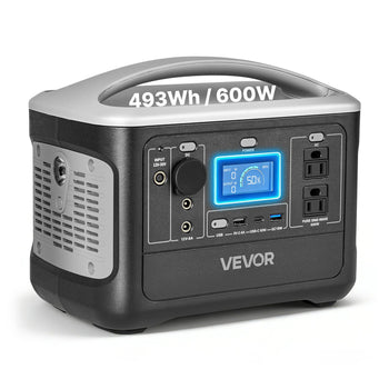 Portable Power Station, 600W Solar Generator Power Station, 493Wh LiFePO4 Battery Backup with 8 Output Ports for Home Emergency, Outdoor Camping, RV Travel (Solar Panel NOT Included)