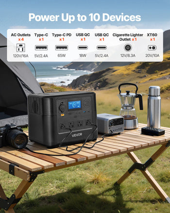 Portable Power Station, 1200W Solar Generator Power Station, 806Wh LiFePO4 Battery Backup with 10 Output Ports for Home Emergency, Outdoor Camping, RV Travel (Solar Panel NOT Included)