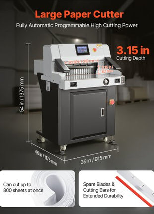 Electric Paper Cutter, 1100W Heavy Duty Paper Cutter Machine With 20.28 in Cutting Width, 3.15 in Cutting Thickness, Electric Guillotine Trimmer with Casters and 7 in Touchscreen, for Print Shop