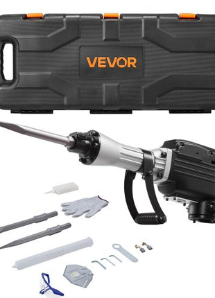 Demolition Jack Hammer, 2800 W Powerful Electric Jackhammer, 1200 BPM Concrete Breaker with a Point Chisel, a Flat Chisel, Carrying Case, Gloves, for Concrete, Wall, Brick, Tile and Foundation