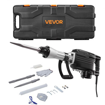 Demolition Jack Hammer, 2800 W Powerful Electric Jackhammer, 1200 BPM Concrete Breaker with a Point Chisel, a Flat Chisel, Carrying Case, Gloves, for Concrete, Wall, Brick, Tile and Foundation