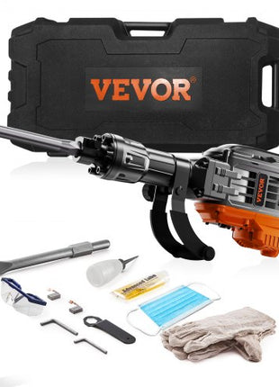 Demolition Jack Hammer, 3500W Jack Hammer Concrete Breaker, 2pcs Chisel with Gloves & 360°C Swiveling Front Handle for Trenching, 1900 BPM Heavy Duty Electric Jack Hammer, Black