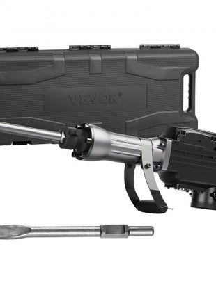 Demolition Jack Hammer, 2200W Electric Jackhammer Heavy Duty, 1350 BPM Concrete Breaker, 2pcs Chisels Bit Chipping with Case, Black