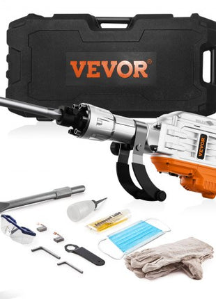 Demolition Jack Hammer, 3500W Jack Hammer Concrete Breaker, 1900 BPM Heavy Duty Electric Jack Hammer, 2pcs Chisel with Gloves & 360°C Swiveling Front Handle for Trenching and Breaking Holes