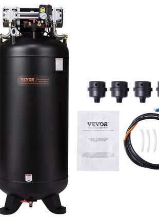 80 Gallon Air Compressor, 6.5HP 15.5SCFM@90 PSI, 145PSI Oil Free Stationary Air Compressor Tank, 86dB Ultra Quiet Compressor for Industrial Manufacturing, Construction Sites, Auto Repair