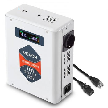 Step Up Voltage Converter, 3000VA, Heavy Duty Voltage Power Converter, 110V to 220V Power Transformer, with 2 EU Outlets, USB Output, LCD Display, Temperature Protection, for 220V Appliances