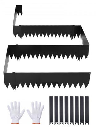 Galvanized Steel Landscape Edging, 6-Pack 40 x 10 Inch Metal Edging for Landscaping with 8 Mounting Clips, Heavy Duty Metal Garden Edge Border for Flower Bed, Yard Pathway, Black