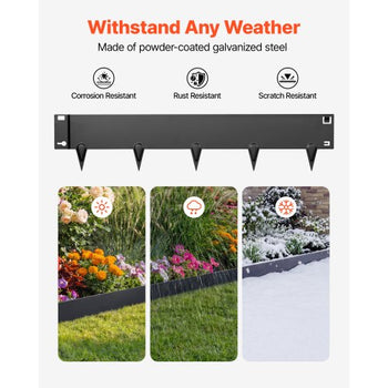Galvanized Steel Landscape Edging, 6-Pack 40 x 8.15 Inch Metal Edging for Landscaping with Gloves, Easy-to-Install, Heavy Duty Metal Garden Edge Border for Flower Bed, Yard Pathway