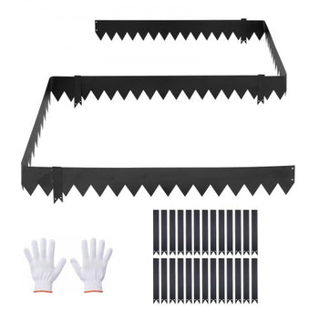 Galvanized Steel Landscape Edging, 24-Pack 40 x 6 Inch Metal Edging for Landscaping with 26 Mounting Clips, Heavy Duty Metal Garden Edge Border for Flower Bed, Yard Pathway, Black