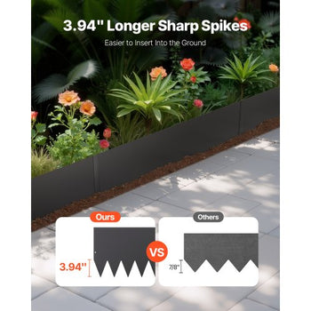 Steel Landscape Edging, 4 Packs 40 x 12 in Rust-Resistant Metal Landscape Edging, Bendable Garden Edging Border, Heavy Duty Lawn Edging, Easy-to-Install, Flower Bed Yard Pathway Divider Black