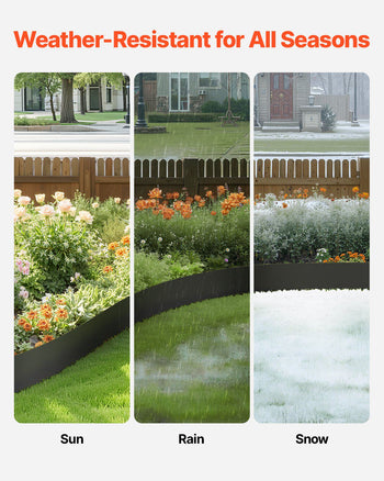 Steel Landscape Edging, 4 Packs 40 x 12 in Rust-Resistant Metal Landscape Edging, Bendable Garden Edging Border, Heavy Duty Lawn Edging, Easy-to-Install, Flower Bed Yard Pathway Divider Black