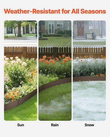 Steel Landscape Edging, 5 Packs 39 x 5 in Rust-Resistant Metal Landscape Edging, Bendable Garden Edging Border, Heavy Duty Lawn Edging, Easy-to-Install, Flower Bed Yard Pathway Divider Brown