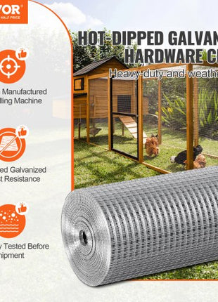 Hardware Cloth, 1/2 inch 36in x 100 ft 19 Gauge, Hot Dipped Galvanized Wire Mesh Roll, Chicken Wire Fencing, Wire Mesh for Rabbit Cages, Garden, Small Rodents