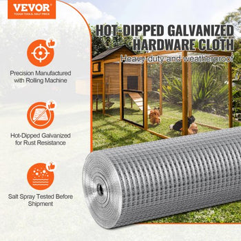 Hardware Cloth, 1/2 inch 36in x 100 ft 19 Gauge, Hot Dipped Galvanized Wire Mesh Roll, Chicken Wire Fencing, Wire Mesh for Rabbit Cages, Garden, Small Rodents