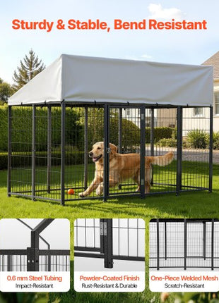 Outdoor Dog Kennel, 7.87 x 3.94 x 5.4 ft Large Dog Kennel with Secure Lock, Outside Dogs Enclosures with UV-Resistant & Waterproof Roof Cover, Heavy Duty Pet Crate Cage Run for Large Dogs