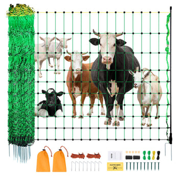 Electric Fence Netting, 50" H x 164' L, Livestock Net Fencing with Posts & Stakes, Portable Mesh Nets for Goats, Sheep, Deer, Hogs, Dogs, Electric Fencing for Backyards, Gardens, Farms, Ranches