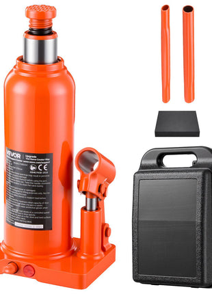 Hydraulic Bottle Jack 4 Ton (8818.5 lbs) 7.64"-14.92" Lifting Range, for Midsize Sedan, Midsize SUV, Van, Auto Repair & House Lift, Multi-Directional Welded Jack with Carrying Case & Long Handle
