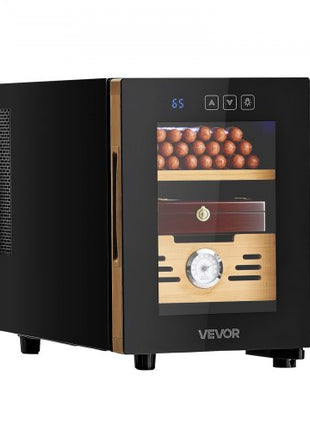 Electric Humidor, 16L, 100 Counts Electric Cigar Humidor Cabinet with Cooling Temperature Control, Spanish Cedar Wood Shelves & Drawers, Mechanical Hygrometer, 2 Layers, Cooler for Household