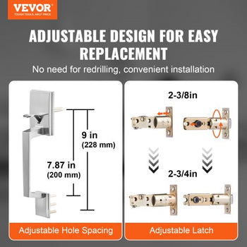 Double Door Handle Set, Double Door Lock Set with Reversible Handle Lever, Satin Nickel Square Door Lever, Heavy Duty Double Front Door Handle Set with Dummy, for Front Door or Office Door