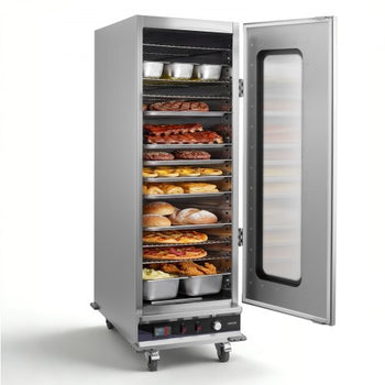 Electric Hot Box Food Warmer, 16-Tier Commercial Warming Cabinet with Water Tray, Glass Door and Adjustable Shelves, Stainless Steel Food Warmer Cabinet, for Restaurant, Kitchen, Pizza, Chicken