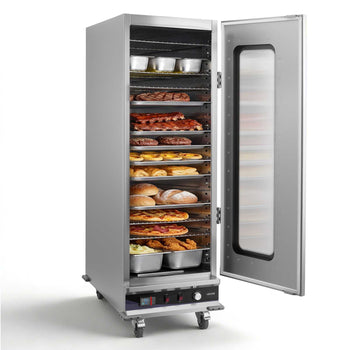 Electric Hot Box Food Warmer, 16-Tier Commercial Warming Cabinet with Water Tray, Glass Door and Adjustable Shelves, Stainless Steel Food Warmer Cabinet, for Restaurant, Kitchen, Pizza, Chicken