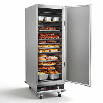 Electric Hot Box Food Warmer, 16-Tier Commercial Warming Cabinet with Water Tray, Single-Door and Adjustable Shelves, Stainless Steel Food Warmer Cabinet, for Restaurant, Kitchen, Pizza, Chicken