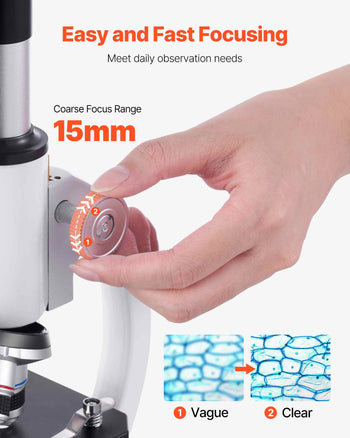 Microscope for Kids Adults, 40X-2000X Professional Compound Microscope Mobile Phone Adapter with LED Light, for Laboratory, School, Home, Education
