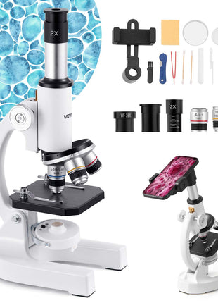 Microscope for Kids Adults, 40X-2000X Professional Compound Microscope Mobile Phone Adapter with LED Light, for Laboratory, School, Home, Education