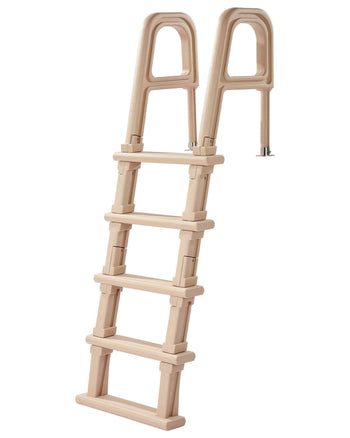 Swimming Pool Ladder, Inclined 5-Step Double Handrails Stair, Non-slip Wide Step, 300 lbs Load Capacity, for 48-54 in Inground & Above-ground Pools, Any Deck Surface, Indoor & Outdoor, Taupe